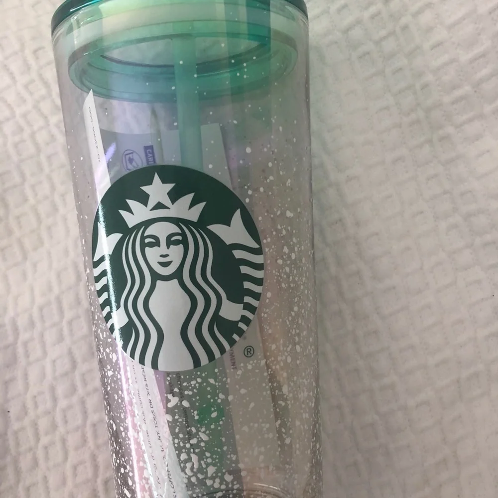 Starbuck Clear Speckle Snow Mint Glass Tumbler